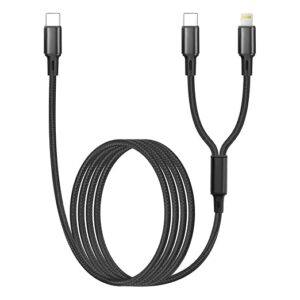 littlelucky 2-in-1 USB to L & Type-C Fast Charging Cable, 3.9 ft, 27–100W for iPhone/iPad/PC