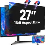 2-Pack 27-Inch Magnetic Privacy Screen for 16:9 Monitors – Anti-Glare Blue Light Filtering Computer Monitor Privacy Shield, Removable Anti-Spy Screen Protector