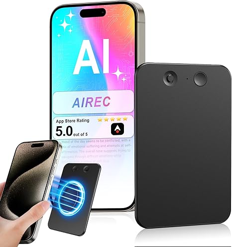 AI Voice Recorder – 64GB Digital Recorder with Transcription, Mind Mapping & AI Summary, App-Connected Audio Recorder for Lectures, Meetings, Phone Calls, Interviews, Black