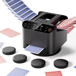 Rechargeable Automatic Card Shuffler and Dealer for 1–2 Decks with Remote Card Calling, Ultra-Quiet Operation, Supports Up to 12 Players, and Preset Games for Poker, UNO, Blackjack, Texas Hold’em, Crazy Eights, and More