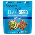 Flackers Organic Sea Salt Flaxseed Crackers, 5 oz – Gluten-Free, Vegan, Keto-Friendly, 9g Fiber, 1g Net Carb